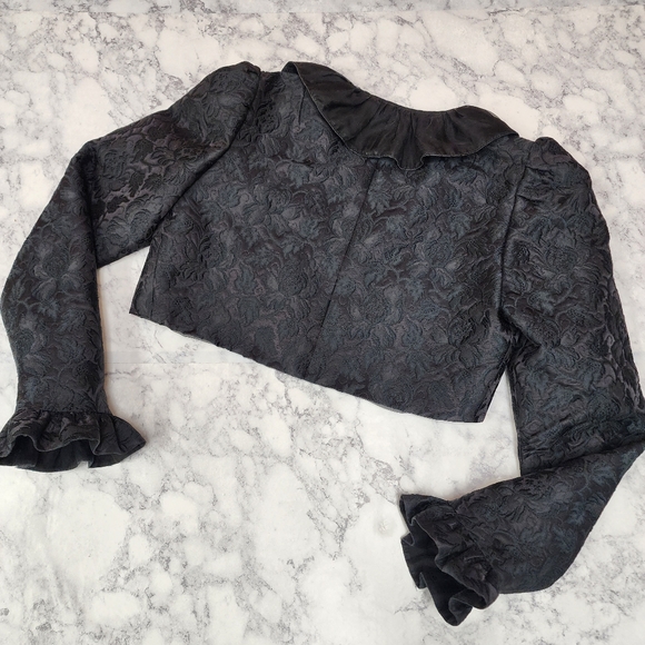 Dolce & Gabbana Black Jacquard Ruffled Bolero Jacket & Ruffle Shorts Set - Picture 6 of 15